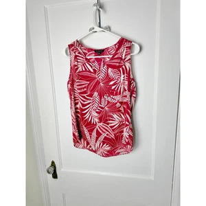 Banana Republic Tank Bluse Damen klein rot weiß tropisch Blumen fließend V-Ausschnitt - Bild 1 von 5