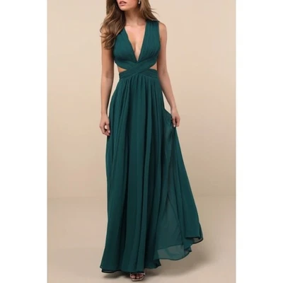Lulus Emerald Green Cutout Maxi Dress Formal Gown Size XXL NWT - Image 1 of 4