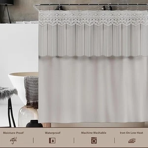 Jovisia Beige Boho Print Duschvorhang, 72 x 72 cm Makramee, Beige - Bild 1 von 6