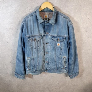 Vintage Carhartt Sherpa Lined Denim Jacket Womens Large Blue J292 ABL USA - Bild 1 von 8