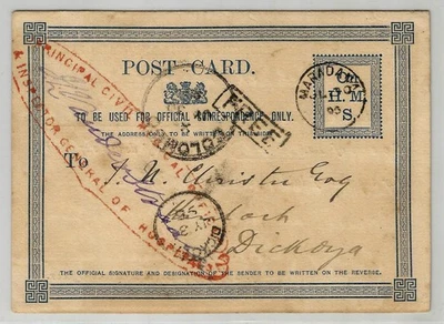 Ceilán Sri Lanka 1895 azul servicio oficial postal 'On H.M.S.' con re especial Foto 1 de 2