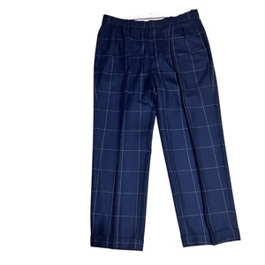 Pantalones de golf vintage Polo Ralph Lauren para hombre azules a cuadros 100 % lana plisados 34L - Imagen 1 de 9