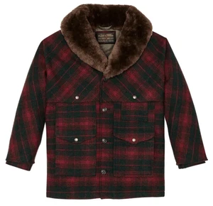 Filson Lined Mackinaw Wool Packer Coat -XS- 20266728 MADE IN USA Burgundy Olive - Picture 1 of 9