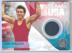 RARO 2016 TOPPS OLYMPIC ~ TARJETA RELIQUIA "PLATA" SAM MIKULAK/50 ~ GIMNASIA EE. UU. - Imagen 1 de 2