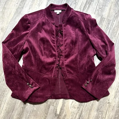 Vestido blazer de terciopelo con volantes ribete de cinta dobladillo peplum puño con botones talla grande db Foto 1 de 4