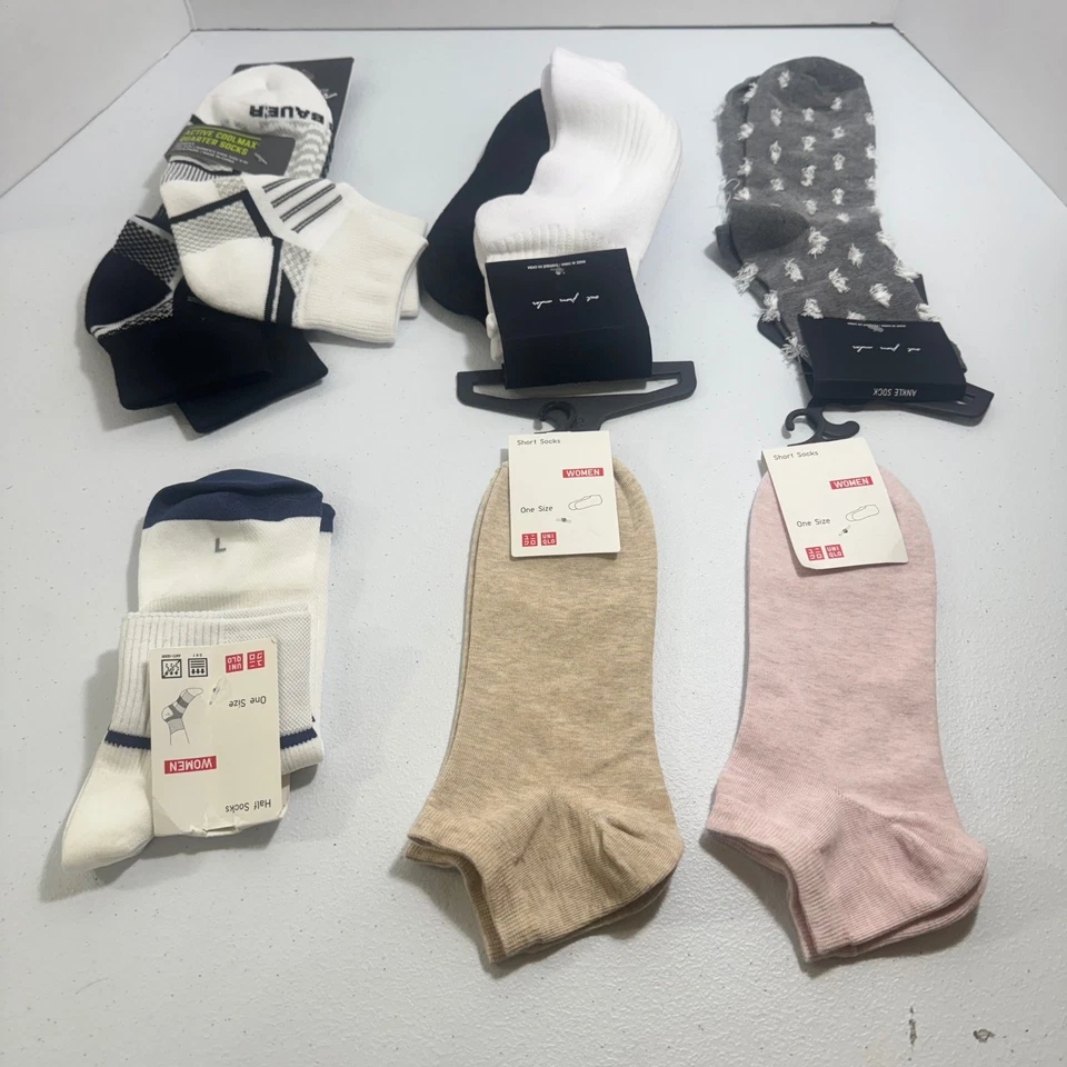 8* pares de calcetines de cuarto para mujer Coolmax Active blanco negro gris rosa beige OLDSTOCK Foto 1 de 4