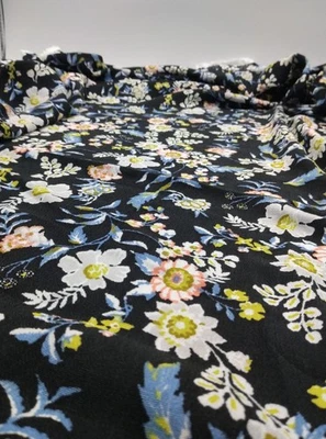 Floral Crinkle Cotton Viscose Fabric by the Yard – Lightweight Drapey Material - Image 1 of 4