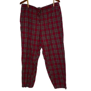 L.L. Bean Plaid Flannel Pajama Pants Red Sz XL Lounge Drawstring Waistband - Picture 1 of 6