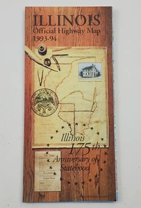 Illinois Chicago Vintage Fold Out Official State Highway Road Map 1993 1994 - Bild 1 von 6