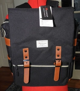 Modoker Zaino Vintage per Laptop - Nero con Bordo Marrone - Foto 1 di 6