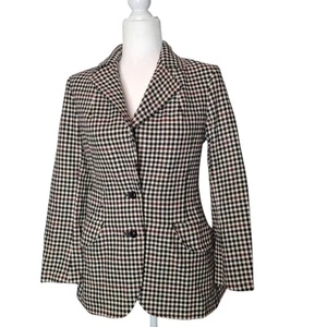 Women's Vintage Houndstooth Wool Blazer  Acadamia, Preppy, Country Club Size 10 - Picture 1 of 24