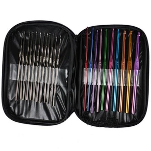 New Multi-colour 22pcs Set Aluminum Crochet Hooks Needles Knit Weave Craft Yarn - Picture 1 of 12