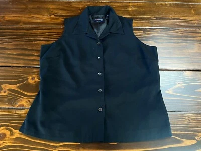 Chaqueta Liz Claiborne, Para Mujer Talla Pequeña Grande, Negra, Chaleco con Botones con Corbata Trasera Foto 1 de 4