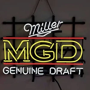 MGD Genuine Draft 19"x15" Handmade Glass Neon Sign Light Bistro Bar Pub Decor - Picture 1 of 1