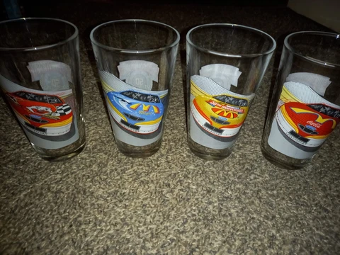 Complete 4 set 1998 NASCAR 50th Bill Elliott McDonald's Glasses Cover