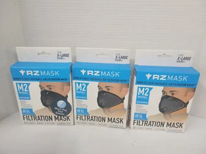 Lote de 3 - XLg - Máscara RZ M2 Multiusos Filtración de Aire MALLA NEGRA + 2 filtros - Imagen 1 de 3