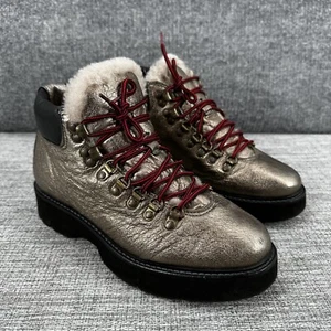 Botas de Senderismo Boemos Cuero Metálico Forro de Piel de Oveja Mujer Talla 38 EE. UU. 7,5 Italia - Imagen 1 de 16