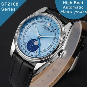 Seagull Sugess ST2108 Blue Automatic Moon Phase Sapphire Display Hi Beat 1963 - Picture 1 of 10