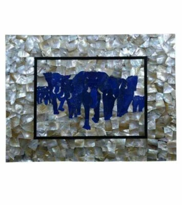 18"x15" Marble Table Top Center Coffee dining Decor Inlay blue lapis antique a11 - Image 1 of 3