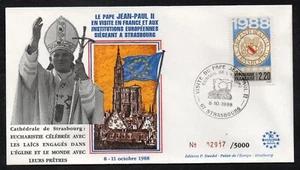 PAPE JEAN-PAUL II  A STRASBOURG /1988 ENVELOPPE ILLUSTREE NUMEROTEE (ref 4737) - Picture 1 of 1