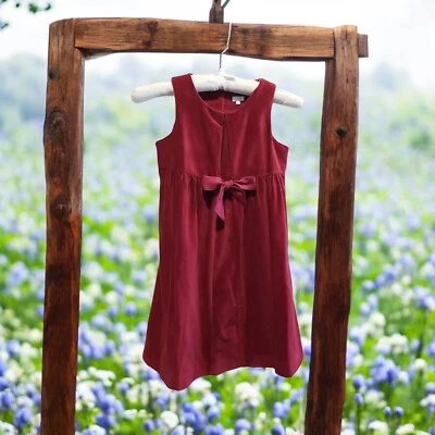 Vestido Jacadi Paris Terciopelo Ladrillo Rojo Sin Mangas Niñas Lazo Talla 10Y Fiesta Navidad  Foto 1 de 4