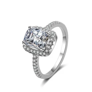 Ring Crystal Band Jewels Gem Set Siver Zirconia Rings Wedding Gift Women Jewel - Picture 1 of 10