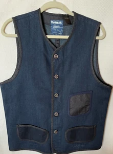 Chaleco vaquero Desigual azul oscuro 6 botones, ribete gris, 3 bolsillos, L - Imagen 1 de 7