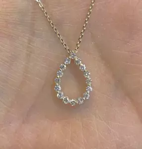 1Ct Round Cut Real Moissanite Pear Shape Women's Pendant 14K Yellow Gold Plated - Picture 1 of 7