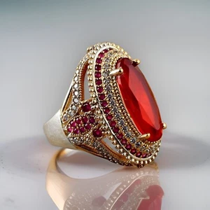 Ring for Women Created Ruby Stone Oval 925 Sterling Silver Size 6-10 - Picture 1 of 4