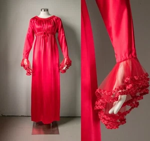 1960s Dress Angel Sleeve Gown S/M - Picture 1 of 9