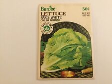 Vintage Unopened Packet Of Burpee Paris White Cos Romaine Lettuce Seeds, 1970s