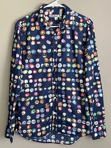 Desigual Women's Button Up Blouse Top Size M Multicolor Mixed Print Art To Wear - Picture 1 of 9