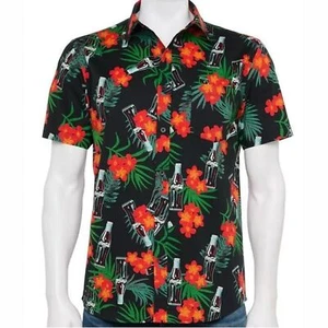 Coca-Cola Coke Vintage Hawaiian Shirt Button Up Tropical Mens M - Picture 1 of 7
