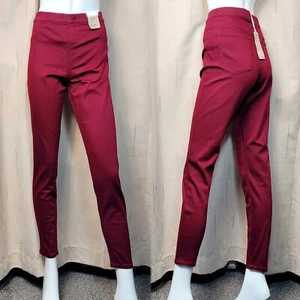 JEGGINGS ricos en algodón de tiro alto M&S ~ talla 12 regular ~ CLARET - Imagen 1 de 6