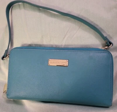 SAMATHA BROWN Wristlet Wallet Organizer Handle teal ZipAround 8in X 4in   # M - Изображение 1 из 4