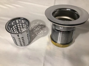 Junior Duo Stainless Steel Drain Assembly Deep Strainer Basket Bar / Prep Sink - Picture 1 of 2