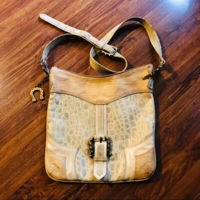 Arcadia Leather Italian Messenger Crossbody Handbag Purse - Image 1 of 4