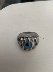 Anillo Único Tono Plateado Azul Ojo Talla 8 Unisex - Imagen 1 de 6