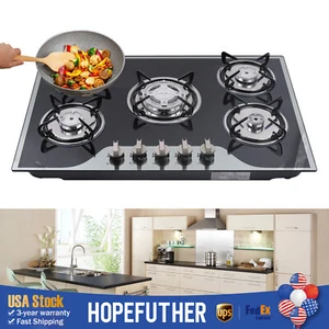 Built-in Gas Hobs 5 Burners Kitchen Cooker Stove Cooktop LPG/NG Tempered Glass - Picture 1 of 17