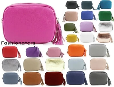 New Women's Real leather Handbag Tassel Zip Cross Body Bag Shoulder Bag Purse UK - Image 1 of 4