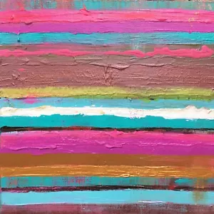 Original Abstract Art 12" x 12" Signed Acrylic Painting on Canvas Stripes - Picture 1 of 4