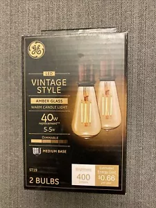 GE LED ST19 Vintage Style Amber Glass Light Bulbs - Warm White, 5.5-Watt, 2-Pack - Picture 1 of 1