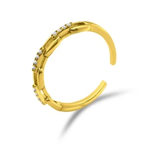 925 Sterling Silver Open Ring 18K Gold-plated 3A CZ S925 Jewellery Gift Boxed - Picture 1 of 3