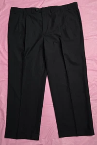 Ralph Lauren Mens Black Dress Pants Blue Label Pleated 48W x 30L Wool Polyester - Picture 1 of 15