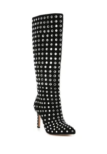 Gianni Bini schillernde kniehohe Stiefel mit Nieten schwarz NEU - Bild 1 von 11