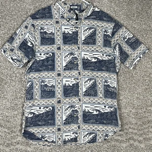 Camisa Hawaiana Reyn Spooner Para Hombres Grande Azul Sea Waves Island Camiseta con Botones - Imagen 1 de 6