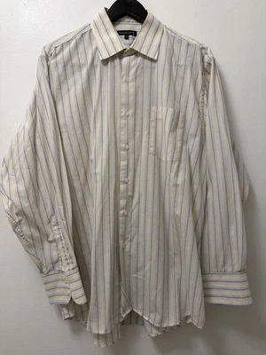 Camisa Yves Saint Laurent Para Hombres 17 4-5 Blanco Rayas Manga Larga Vestido Abotonado Foto 1 de 4