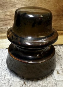 Vintage Power Line Electrical Porcelain Ceramic Black Brown Insulator - Picture 1 of 4