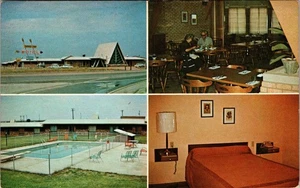 Perry Oklahoma Cherokee Strip Motel Restaurant chrome postcard D828 - Picture 1 of 2