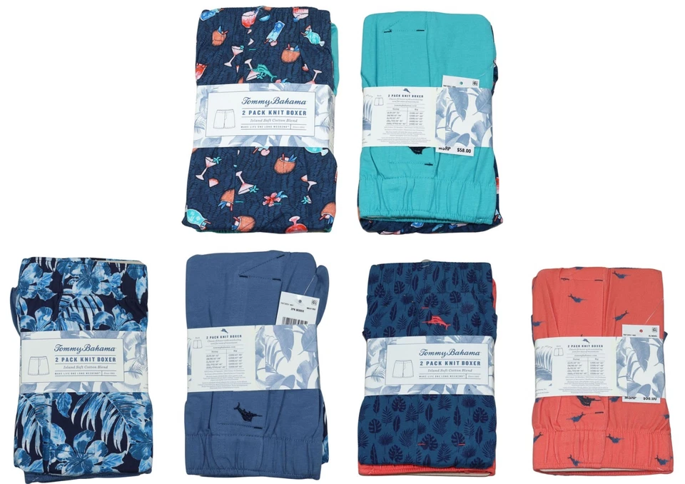 Tommy Bahama 2-Pack Soft Cotton Tropical Men's Knit Boxer Shorts Underwear NWT - Image 1 of 1